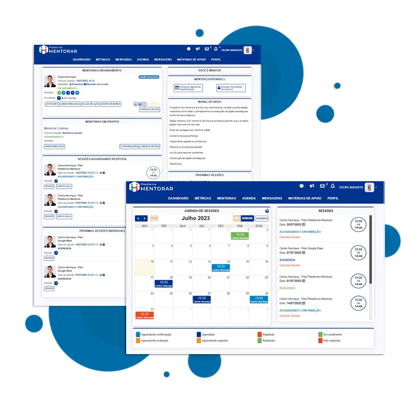 Painel do mentor na Plataforma Mentorar